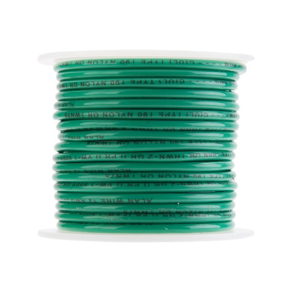 Remington Industries 12 AWG Gauge Stranded THHN Wire, 100 ft Length, Green, 0.128" Diameter, 600 Volts, Building Wire 12STRGRETHHN100